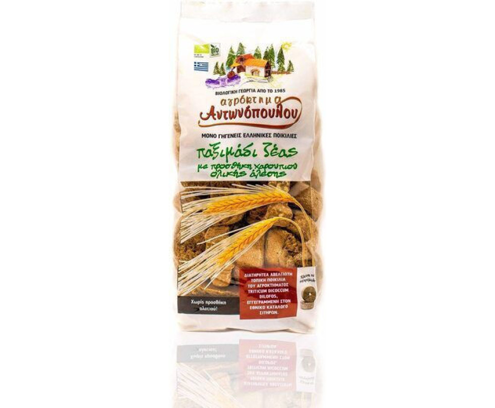 Παξιμάδι Ζέας Προσθήκη Χαρουπιού Ολικής Άλεσης Βιολογικής Γεωργίας 400gr Αγρόκτημα Αντωνόπουλου