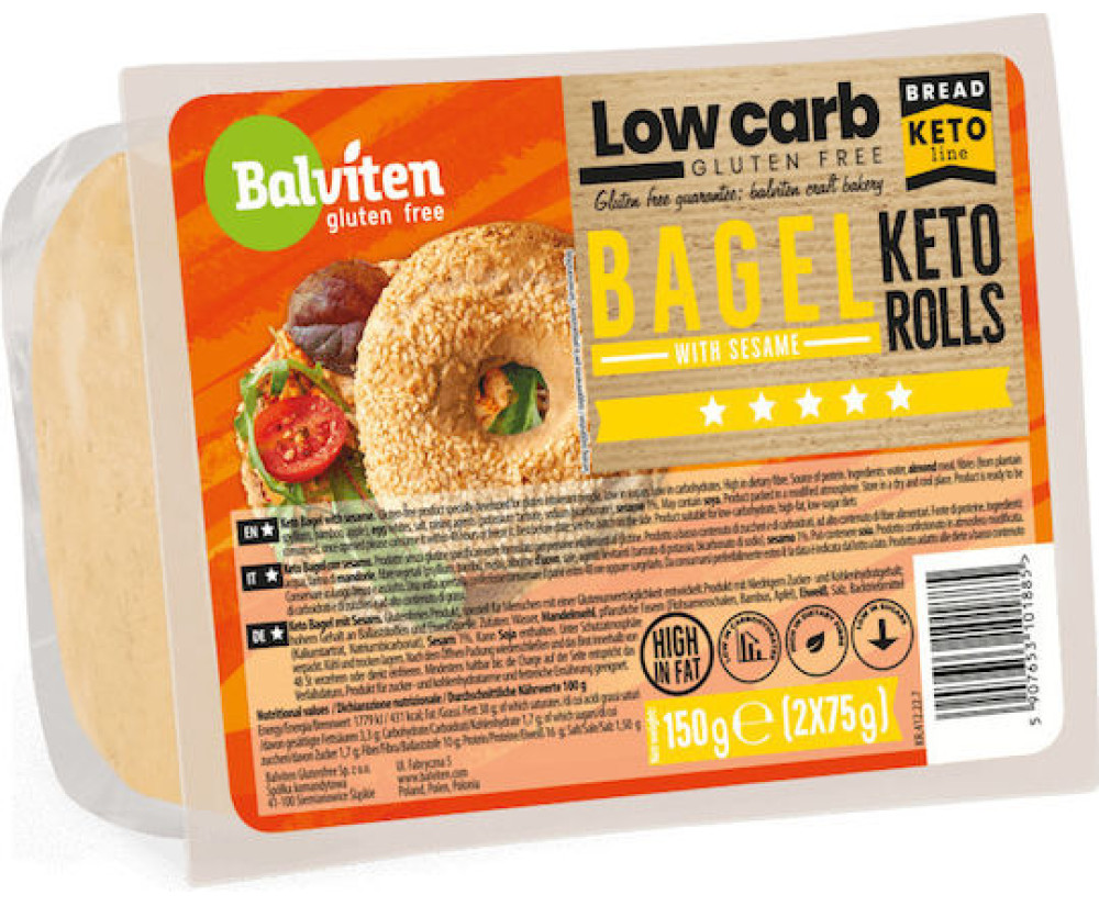 Balviten Ψωμάκια Bagel Σουσάμι Keto Χωρίς Γλουτένη 2x75g