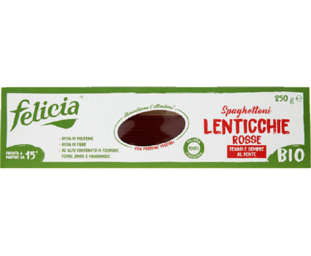 Felicia Spaghetti Φακής Κόκκινη Φακή Βιολογικά Χωρίς Γλουτένη 250g